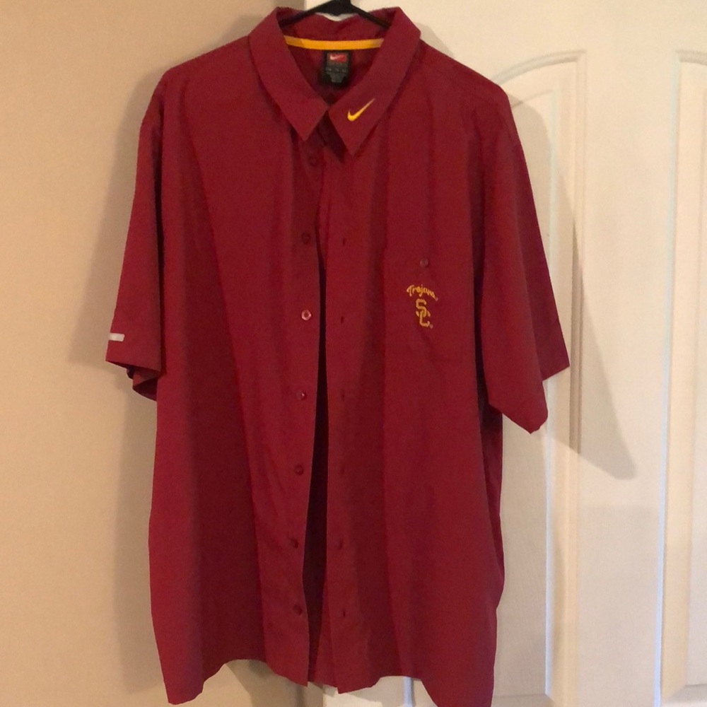 Nike Red USC Trojans DRI FIT Button Down Shirt